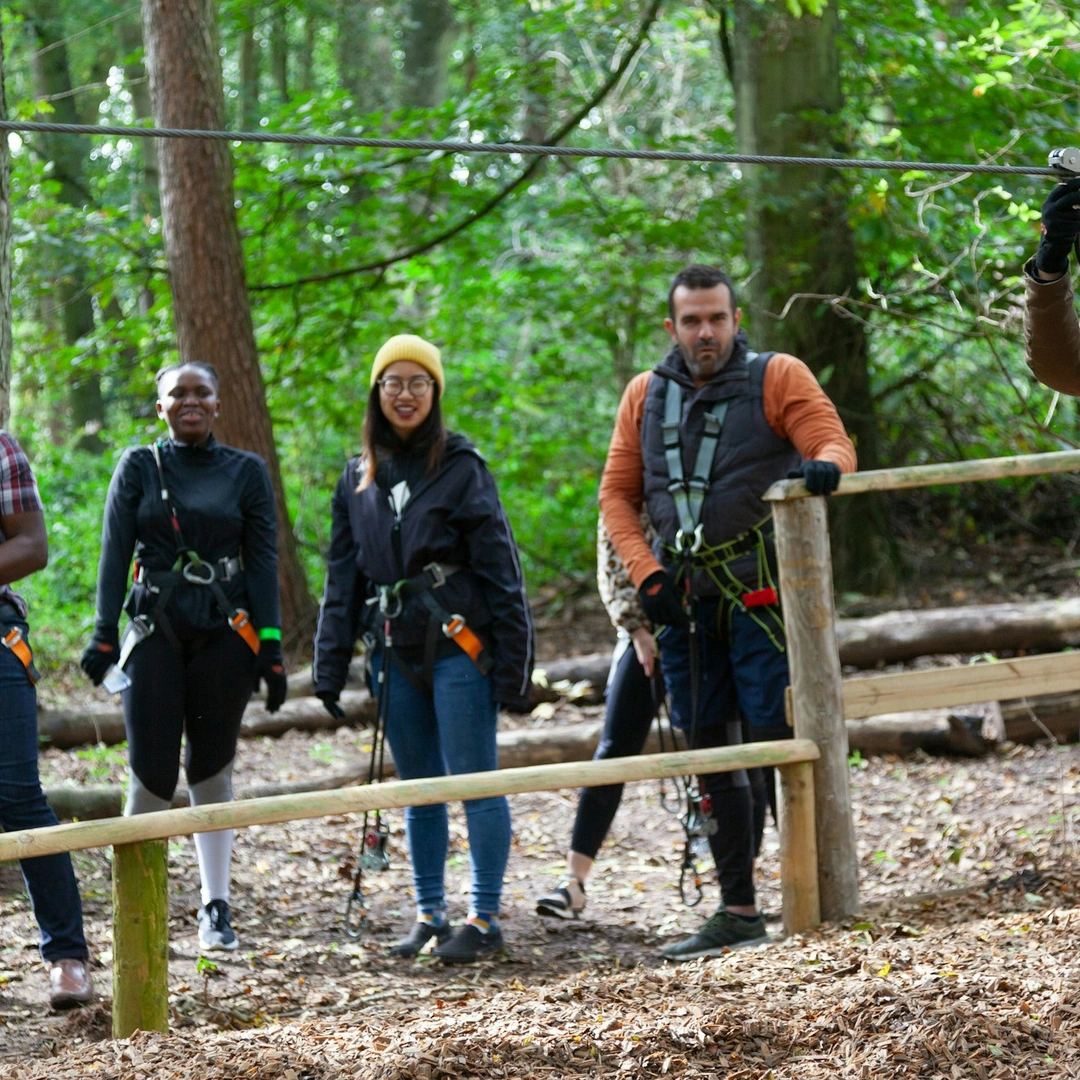 Teamwork in action – Students learn to trust, communicate, and support each other as they tackle our epic treetop crossings and zips.